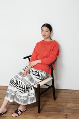 ジャストカヴァリ⭕️美品　膝丈スカート　希少　アニマル　虎　トラ　38 総柄 ◇トライバル柄プリントスカート（0772120401