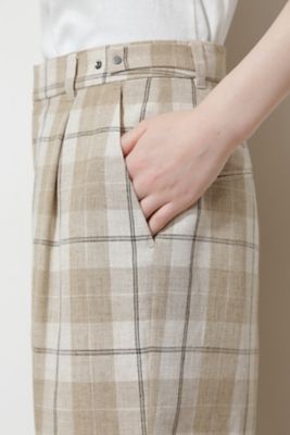 ◆麻みえポリエステルツイルチェックパンツ（０７７２１３０４０３）