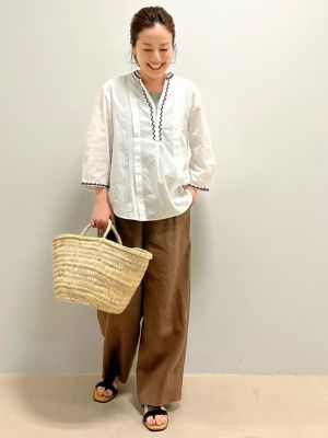麻混ワイドパンツ（０７７２１３０６０７）