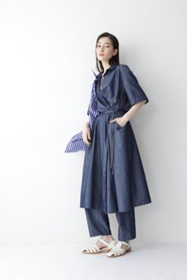 美品✳︎45R ダンガリーのチューリップ刺繍ワンピース リサイクルポリエステル混ダンガリーワンピース（0772140401