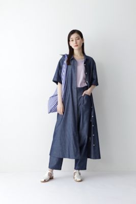 リサイクルポリエステル混ダンガリーワンピース（0772140401