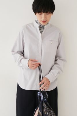 ◆ストライプバンドブラウス（０７７２２１０１００）