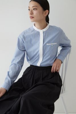 ◆ストライプバンドブラウス（０７７２２１０１００）