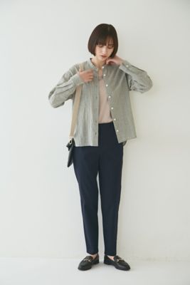 ◆シャーリングストライプブラウス（０７７２２１０８０１）