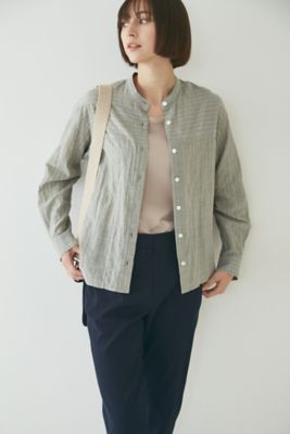 ◆シャーリングストライプブラウス（０７７２２１０８０１）