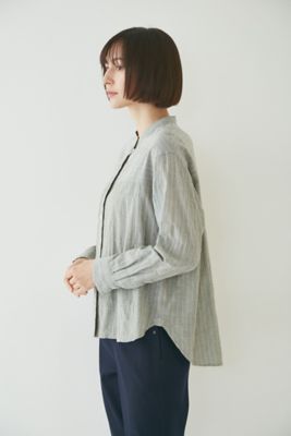 ◆シャーリングストライプブラウス（０７７２２１０８０１）