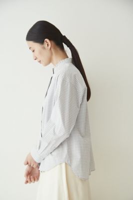 ◆スタンドフリルチェックブラウス（０７７２２１０９０５）