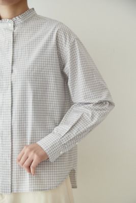 ◆スタンドフリルチェックブラウス（０７７２２１０９０５）