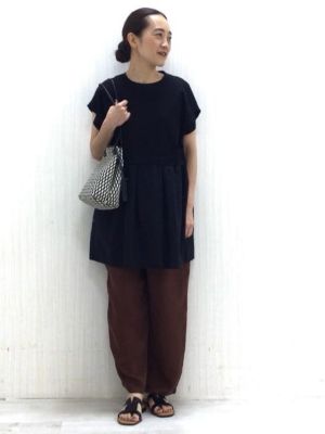 ◆布帛ドッキングチュニックカットソー（０７７２２６０７０１）
