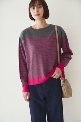 ＜human woman (Women)＞◆梳毛ボーダーニット（０７７２２７００１０）
