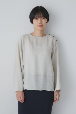 ◆ハードマンリネンショルダーボタンブラウス（０７７３１１０４０１）