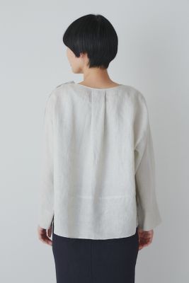 ◆ハードマンリネンショルダーボタンブラウス（０７７３１１０４０１）