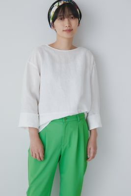 ＜human woman (Women)＞◆ハードマンリネンショルダーボタンブラウス（０７７３１１０４０１）