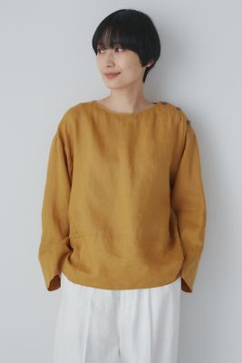 ◆ハードマンリネンショルダーボタンブラウス（０７７３１１０４０１）