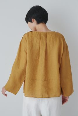◆ハードマンリネンショルダーボタンブラウス（０７７３１１０４０１）
