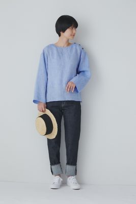 ◆ハードマンリネンショルダーボタンブラウス（０７７３１１０４０１）