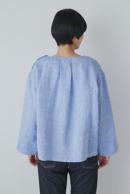 ◆ハードマンリネンショルダーボタンブラウス（０７７３１１０４０１）