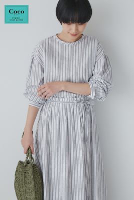 未使用級✨　Drawer 24SS カラミストライプギャザーブラウス 未使用級✨ Drawer 24SS カラミストライプギャザーブラウス 未