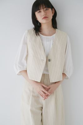 human woman (Women)/ヒューマンウーマン ◆綿麻ストライプジレ（０７７３１１０５０２）
