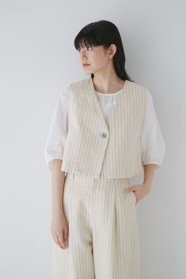 ◆綿麻ストライプジレ（０７７３１１０５０２）