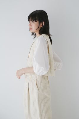 ◆綿麻ストライプジレ（０７７３１１０５０２）