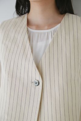 ◆綿麻ストライプジレ（０７７３１１０５０２）