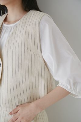 ◆綿麻ストライプジレ（０７７３１１０５０２）