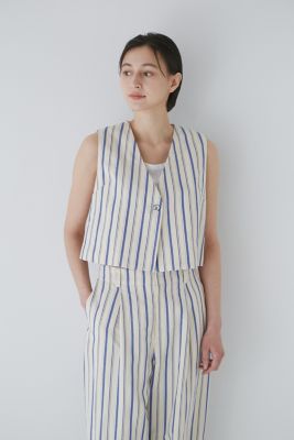 ◆綿麻ストライプジレ（０７７３１１０５０２）