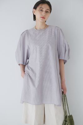 ◆コードストライプチュニックブラウス（０７７３１１０５０４）