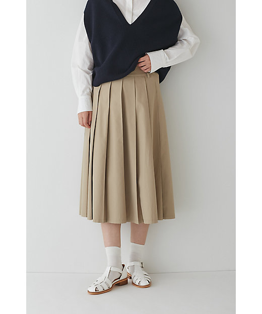 【SALE】チノプリーツスカート ベージュ040 ひざ丈スカート