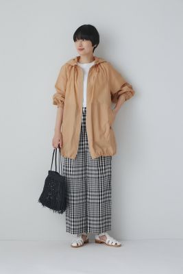 ◆綿麻チェックセミワイドパンツ（０７７３１３０４０８）