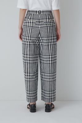 ◆綿麻チェックセミワイドパンツ（０７７３１３０４０８）