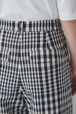 ◆綿麻チェックセミワイドパンツ（０７７３１３０４０８）