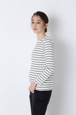 オーガニック綿天竺長袖ボーダーＴシャツ（０７７３１６０２０３）