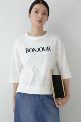 ＜human woman (Women)＞◆ＢＯＮＪＯＵＲロゴＴシャツ（０７７３１６０３０９）