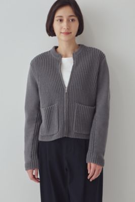 ◆編地コンビジップカーディガン（０７７３１７０１０１）