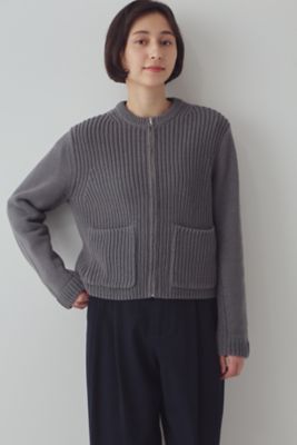 ◆編地コンビジップカーディガン（０７７３１７０１０１）