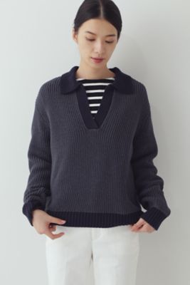 ◆バイカラー衿付きニット（０７７３１７０１０３）