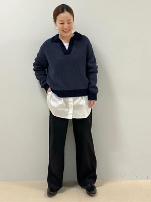 ◆バイカラー衿付きニット（０７７３１７０１０３）
