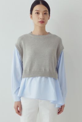 【SALE】human woman (Women)/ヒューマンウーマン 布帛コンビニットプルオーバー(0773170104) グレー トップス【三越伊勢丹/公式】