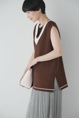 【SALE】human woman (Women)/ヒューマンウーマン バイカラーニット(0773170605) ブラウン トップス【三越伊勢丹/公式】