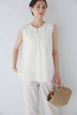 【SALE】human woman (Women)/ヒューマンウーマン キュプラ綿ブロードブラウス(0773210706) ホワイト トップス【三越伊勢丹/公式】