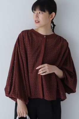 【SALE】human woman (Women)/ヒューマンウーマン ボリュームスリーブカットワークブラウス(0773210904) ブラウン トップス【三越伊勢丹/公式】