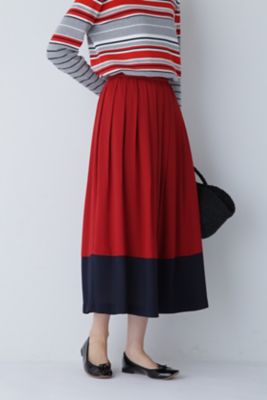 【SALE】human woman (Women)/ヒューマンウーマン バイカラープリーツスカート(0773220803) レッド ロングスカート【三越伊勢丹/公式】