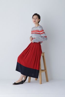 ◆バイカラープリーツスカート（０７７３２２０８０３）