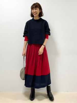 ◆バイカラープリーツスカート（０７７３２２０８０３）