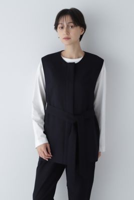 軽量タフタラインデザインロングベスト/洗える(ベスト・ジレ