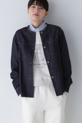 ＜human woman (Women)＞ノーカラーデニムジャケット（０７７３２５５００４）