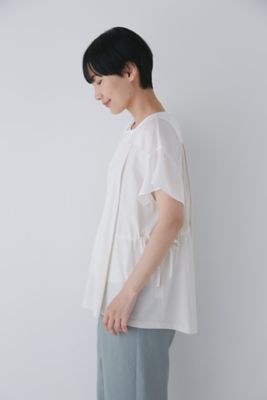 human woman / ヒューマンウーマン ◆異素材コンビギャザートップス ヒューマンウーマン human woman ◇異素材コンビギャザー