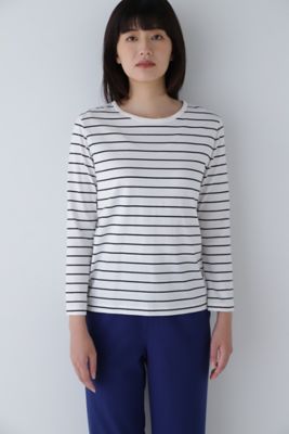 ＜human woman (Women)＞◆オーガニック綿天竺長袖ボーダーＴシャツ（０７７３２６０８０７）